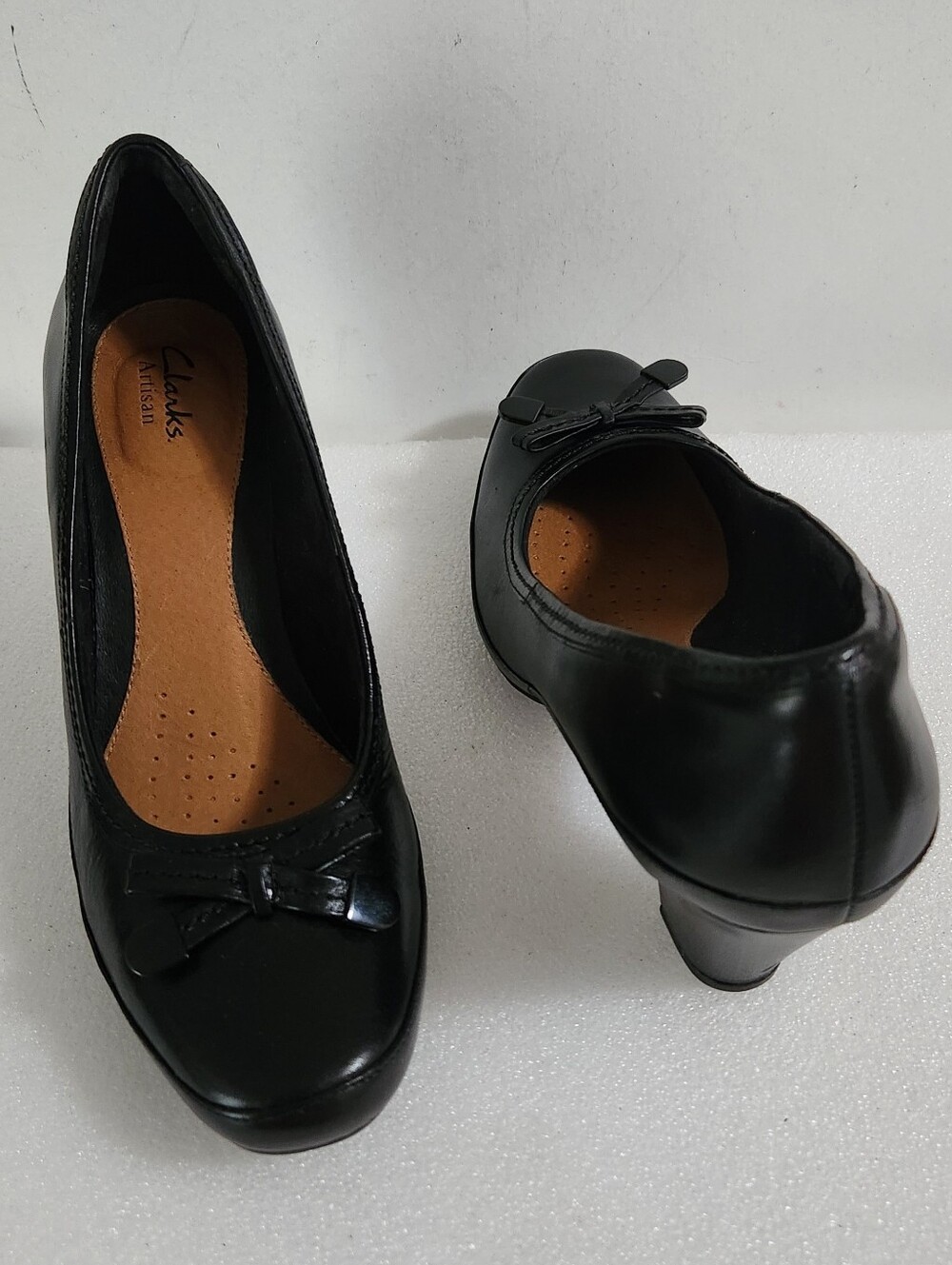 CLARK'S ARTISAN DIAMOND OPAL LEATHER WOMEN'S HEEL SHOES COLOR BLACK SIZE US 9.5M
